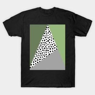 Geometric Polka Dot, Black, Sage and Olive Green T-Shirt